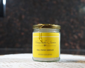 Honeysuckle + Jasmine Scented Soy Candle | Scented Candle | Soy Wax Candle | Candles | Soy candle handmade
