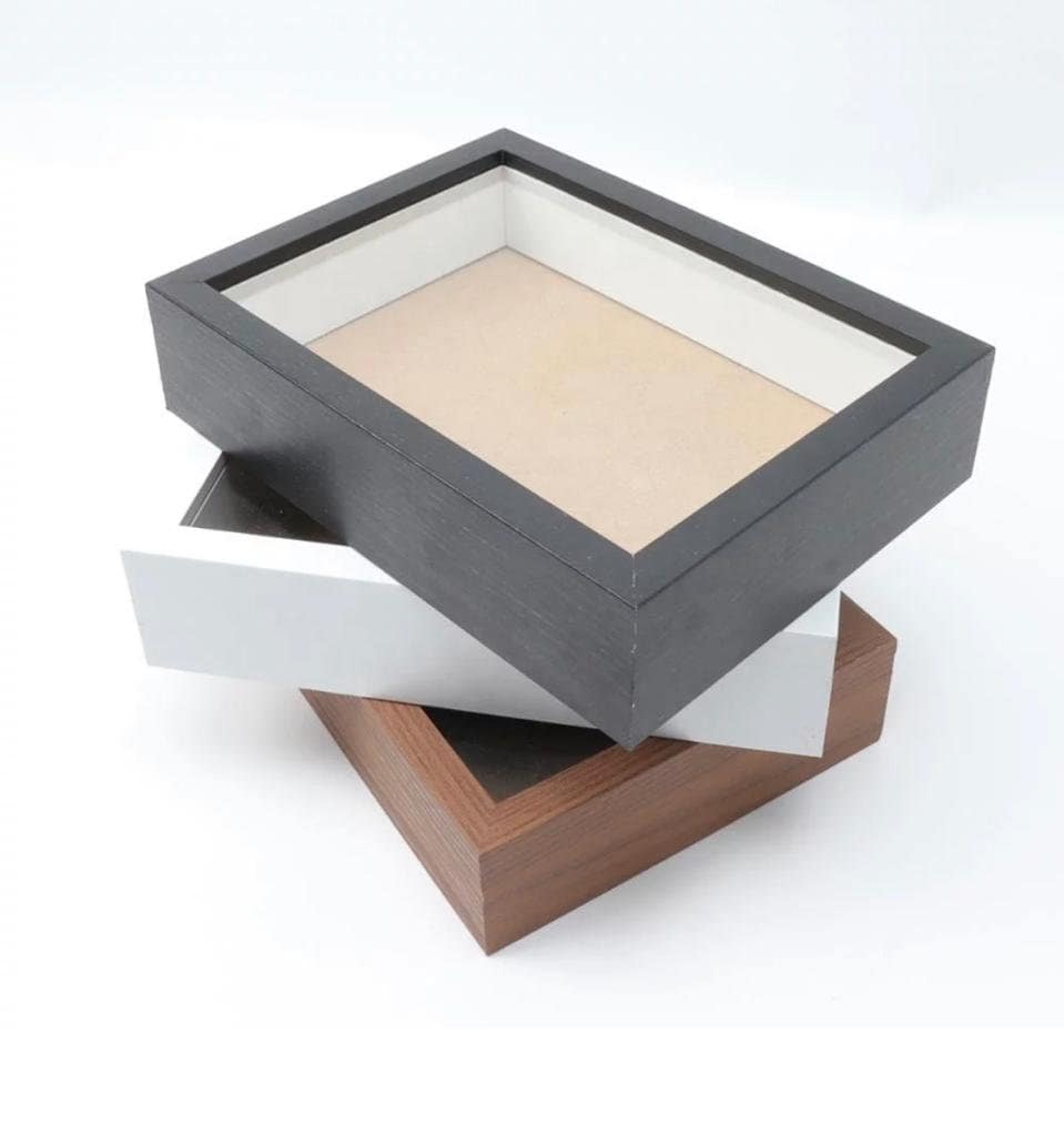 Shadow Box Picture Frame With Linen Board Deep Wood Glass - Temu