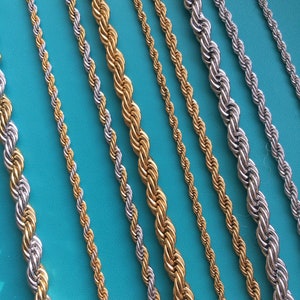 Collier chaîne corde en argent, collier chaîne torsadée en or, 2 mm, 3 mm, 5 mm, 7 mm chaîne corde or et argent, Saint-Valentin, cadeau pour elle, cadeau pour lui image 1