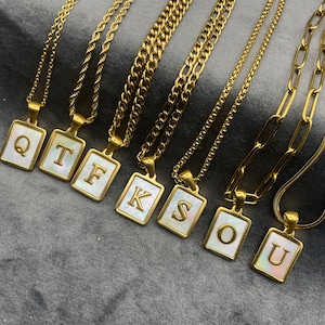 Collar con letras rellenas de oro de 18 quilates, regalo de Navidad, collar con monograma, collar con nombre personalizado, collar personalizado, regalo para él, regalo para ella