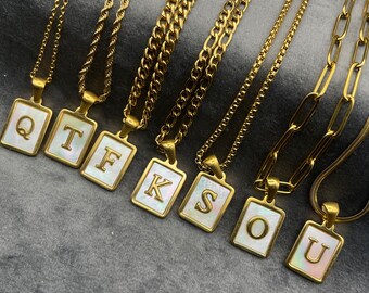 18K Gold Filled Initial Necklace: Personalized Stainless Steel Letter Pendant