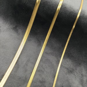 18K ゴールドフィルド ヘリンボーンネックレス、防水チェーン、彼女、彼へのギフト、レイヤードネックレス、レイヤードスネークチェーン、お母さんへのギフト、バレンタインデー