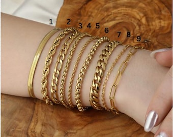 18K Gold Filled Chain Bracelet, Curb ,Figaro, Dainty, Rope Chain, Valentines Day,Paperclip Chain,Snake Chain,Mothers Day Gift, Gift For Her