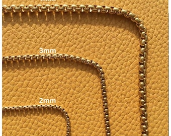18K Gold Filled Box Chain Necklace:Personalized Waterproof,Christmas Gift ,Birthday Gift