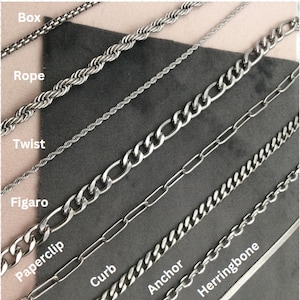 Silver Chain Necklace, Rope Chain,Paperclip, Twist Chain,Figaro Chain,Curb Chain,Dainty Chain,Gift For Kids,Christmas Gift,Gift For Him&her