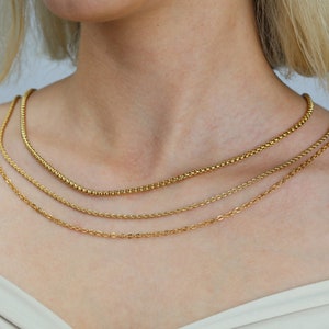 18K Gold Filled Chain ketting, Curb, Figaro, Dainty, Rope Chain, Valentijnsdag, Paperclip Chain, Snake Chain, Moederdag Cadeau, Cadeau voor haar afbeelding 5