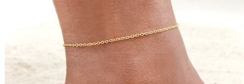 18K Gold Filled Chain Anklet, Christmas Gift, Waterproof Anklet, Dainty Anklet, Snake, Curb Chain Anklet, Gift For Her, Minimalist Anklet image 6