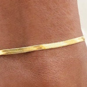 18K Gold Filled Chain Anklet, Christmas Gift, Waterproof Anklet, Dainty Anklet, Snake, Curb Chain Anklet, Gift For Her, Minimalist Anklet image 5