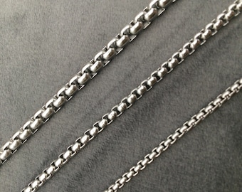 Silver Box Chain Necklace, Valentines Day, Silver Round Box Chain,Gift For Him ,Gift For Her,Box Layering Necklace,Stainless Steel Box Chain