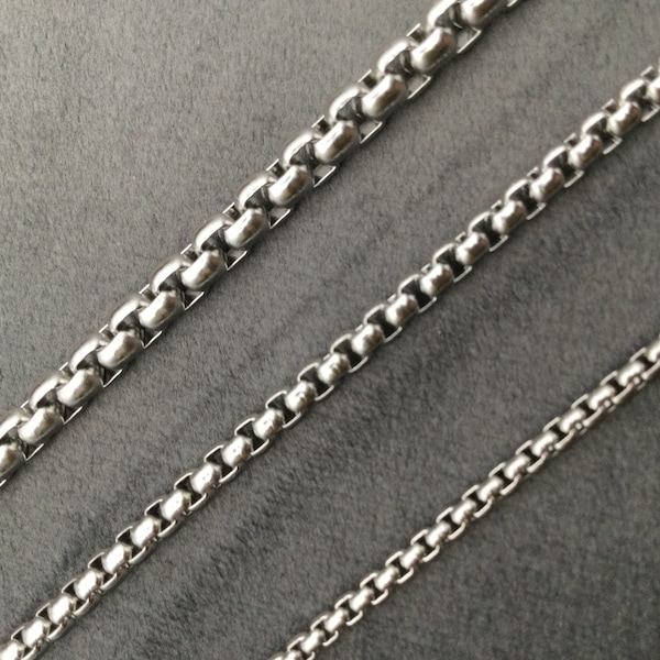 Silver Box Chain Necklace,Valentine's Day,Silver Round Box Chain,Gift For Him ,Gift For Her,Box Layering Necklace,Stainless Steel Box Chain