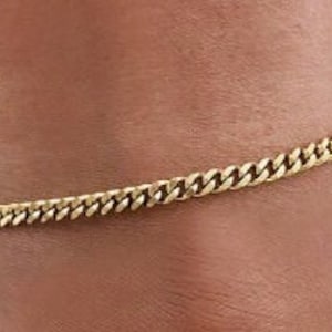 18K Gold Filled Chain Anklet, Christmas Gift, Waterproof Anklet, Dainty Anklet, Snake, Curb Chain Anklet, Gift For Her, Minimalist Anklet image 7