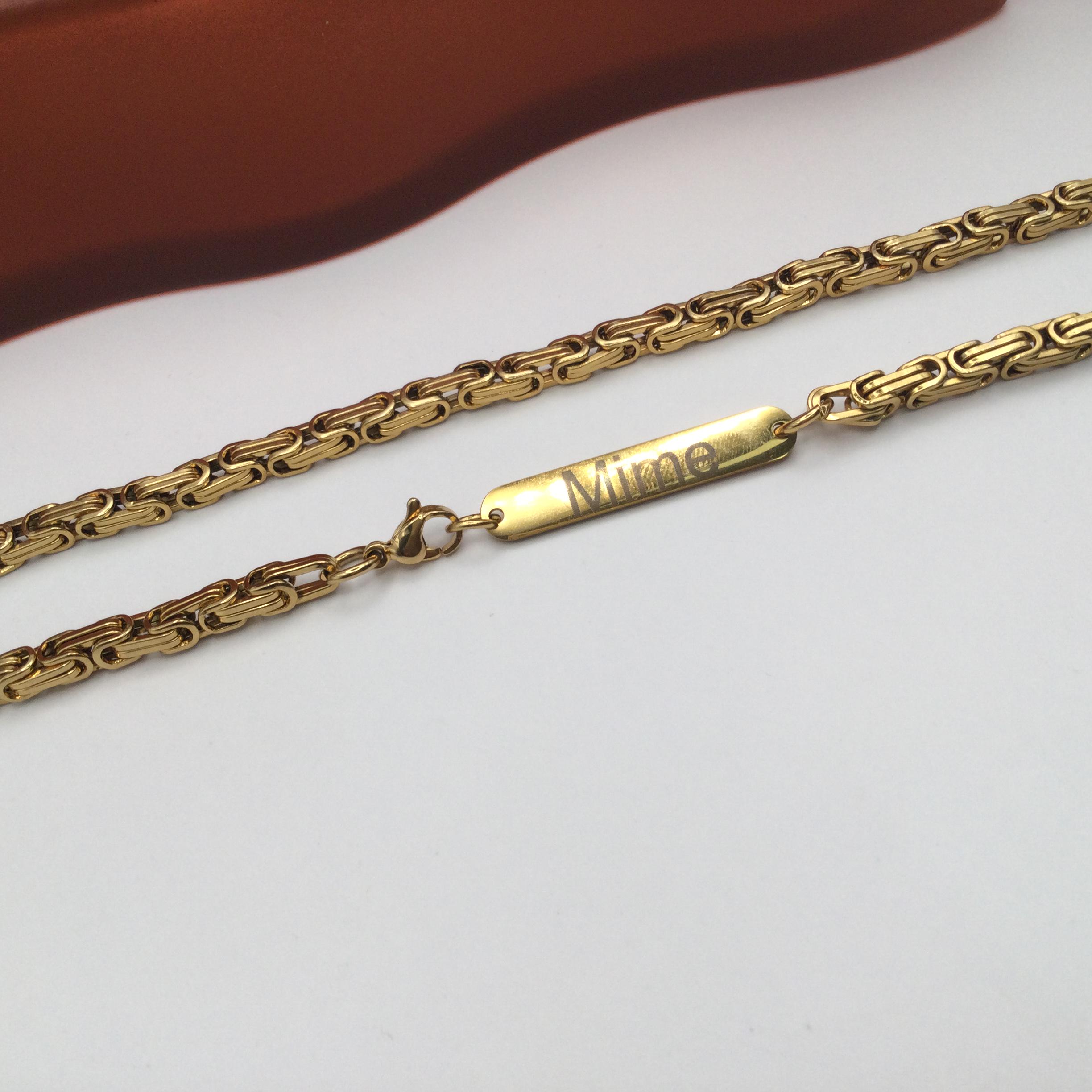 14K Gelbgold Solide 2.5mm Byzantiner Quadratisch Kiste Link Kette