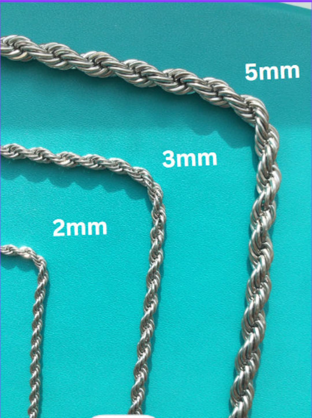 Silver Rope Chain Necklace,twist Chain Necklace,2mm 3MM 5mm 7MM Silver