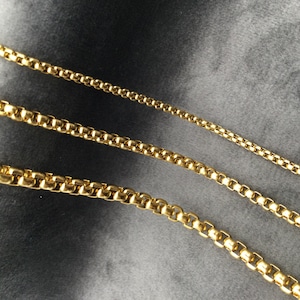 18K Gold Filled Box Chain Necklace: Waterproof personalized chain,Christmas Gift,Birthday Gift