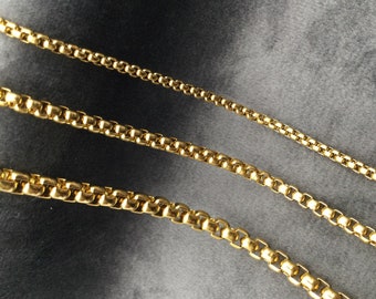 18K Gold Filled Box Chain Necklace: Waterproof personalized chain,Valentine's Day ,Birthday Gift