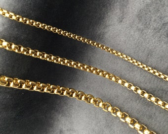 18K Gold FILLED Box Chain ketting, Valentijnsdag, Curb, Twist, touw, tarwe, Figaro, paperclip ketting, waterdichte ketting, cadeau voor haar en hem