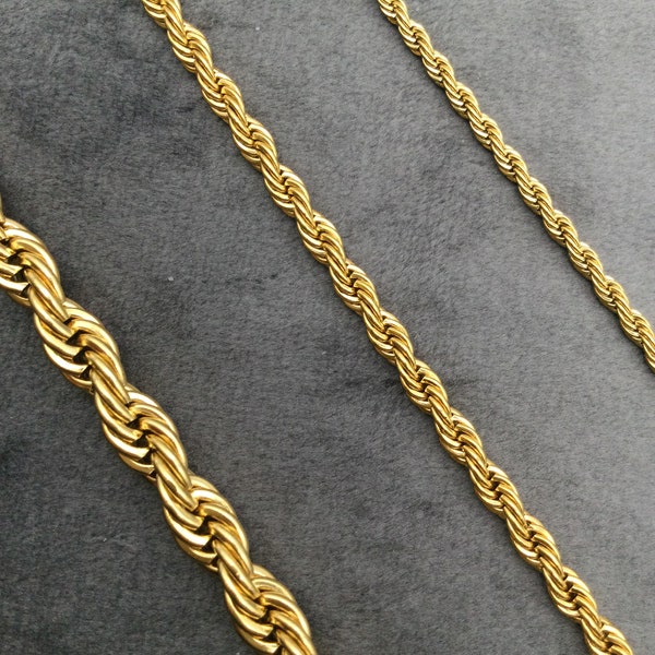 18K Gold Filled Rope Chain Necklace,Valentine's Day, Twisted Rope Chain, Twist Gold Chain Necklace, Gift For Him, Perfect Gift For Her,