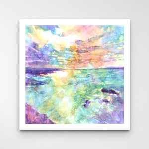 Abstract Ocean Watercolour Painting Print, Contemporary Art, Watercolour Landscape, Fine Art Print, Large Prints, Watercolour Wall Art