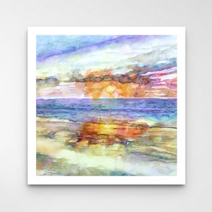 Abstract Ocean Watercolour Painting Print, Contemporary Art, Watercolour Landscape, Fine Art Print, Large Prints, Watercolour Wall Art