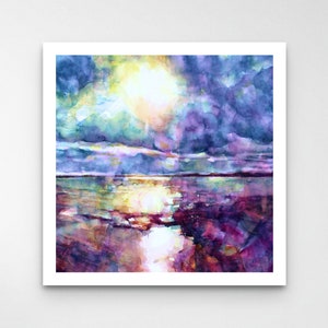 Abstract Ocean Watercolour Painting Print, Contemporary Art, Watercolour Landscape, Fine Art Print, Large Prints, Watercolour Wall Art
