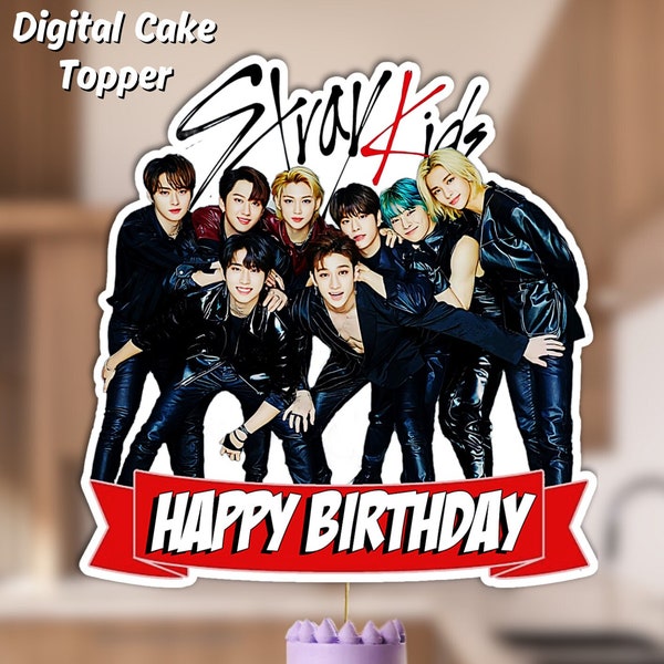 Stray kids cake topper, stray kids themed party cake topper, kpop group strays cake topper, Digital cake topper