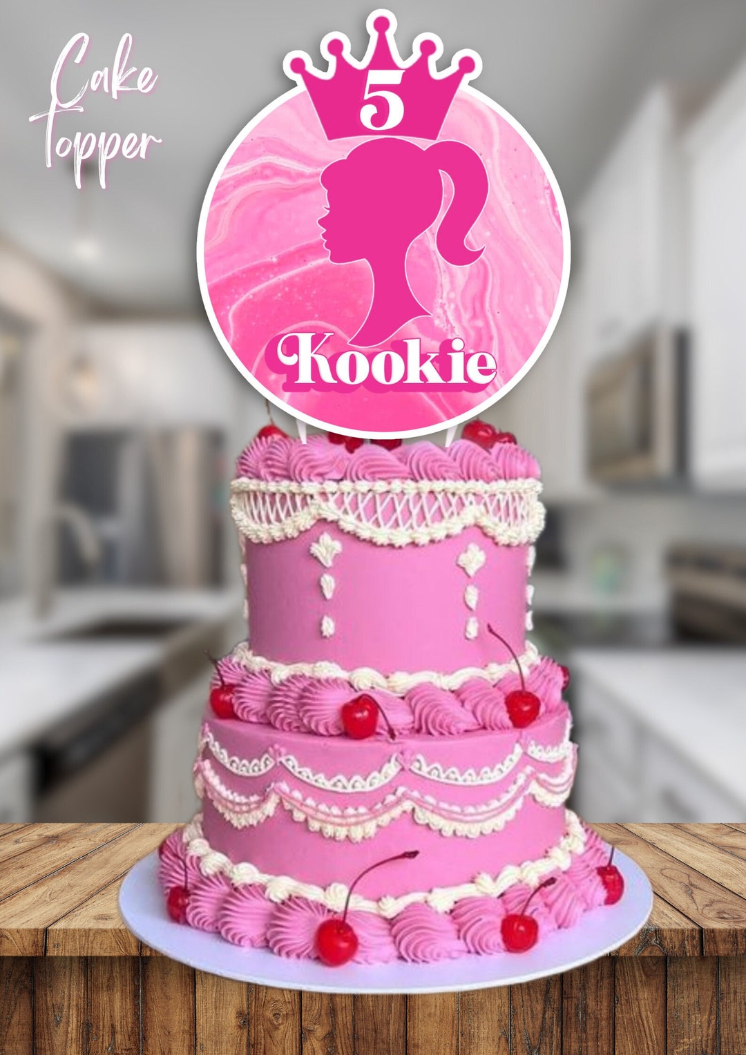 barbie-cake-topper-pink-cake-topper-barbie-birthday-cake-etsy