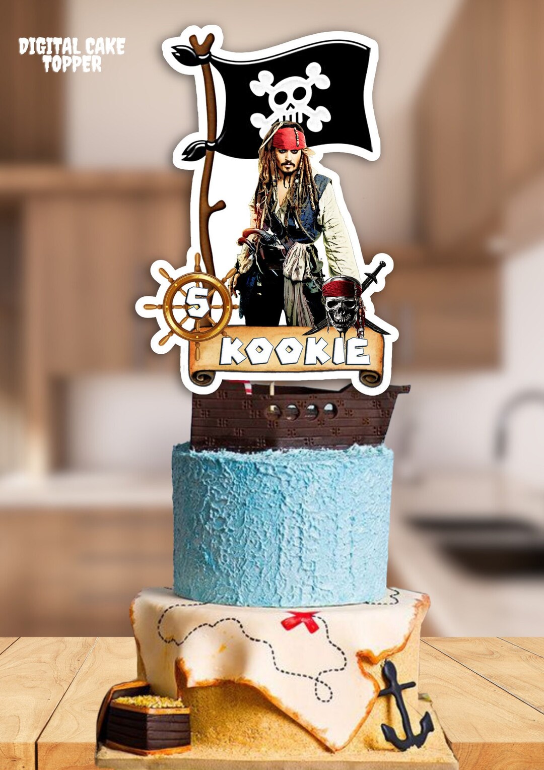 Pirate Jack Sparrow Cake Topper Pirate Johnny Depp Cake Topper Etsy