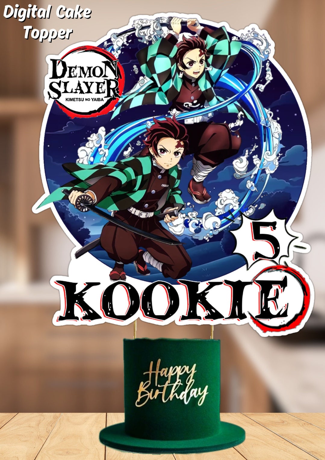 Demon Slayer Cake Topper Tanjiro Demon Slayer Cake Topper Printable Demon Slayer Cake Topper Tanjiro Demon Slayer Cake Topper Printable