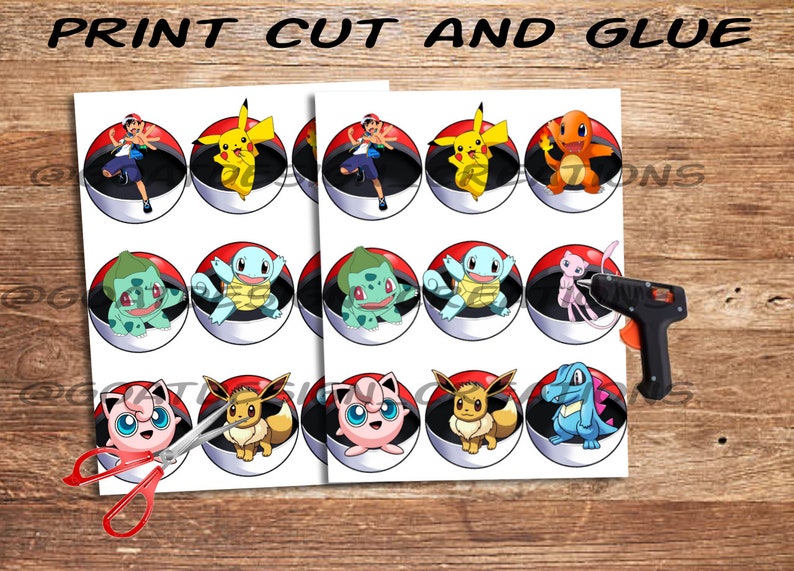 Pokemon Cupcake Toppers Pokemon Cake Topper Birthday Party Etsy