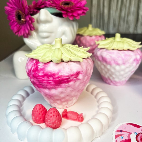 Happy Birthday , Strawberry Jar, Candle|  Candle | Sprinkled Jar Vanilla Strawberry Cake  Scent | Hand Poured Small Business |Wood Wick