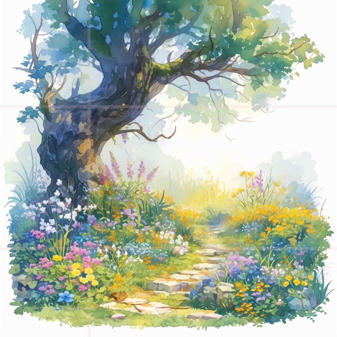 11 Fantasy Forest Clipart, Flowers Clipart, Forest Trees Clipart, JPG ...