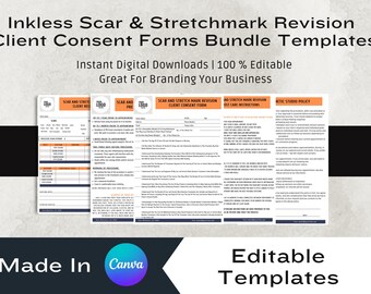 Inkless Scar Stretchmark Revision Forms, Kundendaten, Zustimmung (digitaler Download)