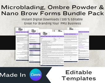 PMU, Ombre Powder Brows, Microblading, Nanobrows Zustimmung, Richtlinien, Anweisungen, bearbeitbare Vorlagen, kosmetische Tattoo-Brows, jetzt herunterladen