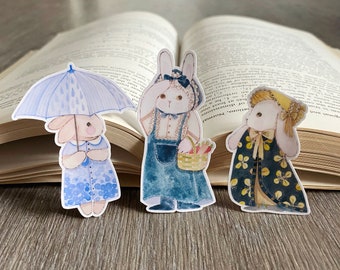 The Edwardian Bunny Sticker, Watercolour Bunnies in Vintage Costume, Adorable Rabbit Sticker for Journal and Scrapbook