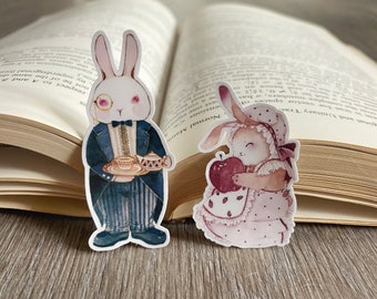 The Edwardian Bunny Sticker, Watercolour Bunnies in Vintage Costume, Adorable Rabbit Sticker for Journal and Scrapbook