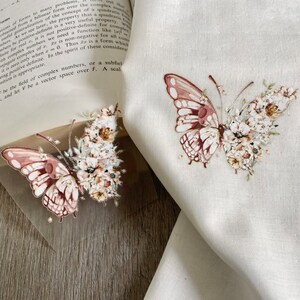 Pièce thermocollante pastel papillon et pivoine, décalcomanies papillon en vinyle à transfert thermique, stickers thermocollants pour chemise et sac en coton, lin