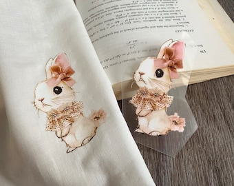 Little Bunny Lady Iron-On Patch, Heat Transfer Vinyl Cute Rabbit Decals, Iron-On Stickers for Cotton Linen Shirt and Bag, Heat Press Sticker