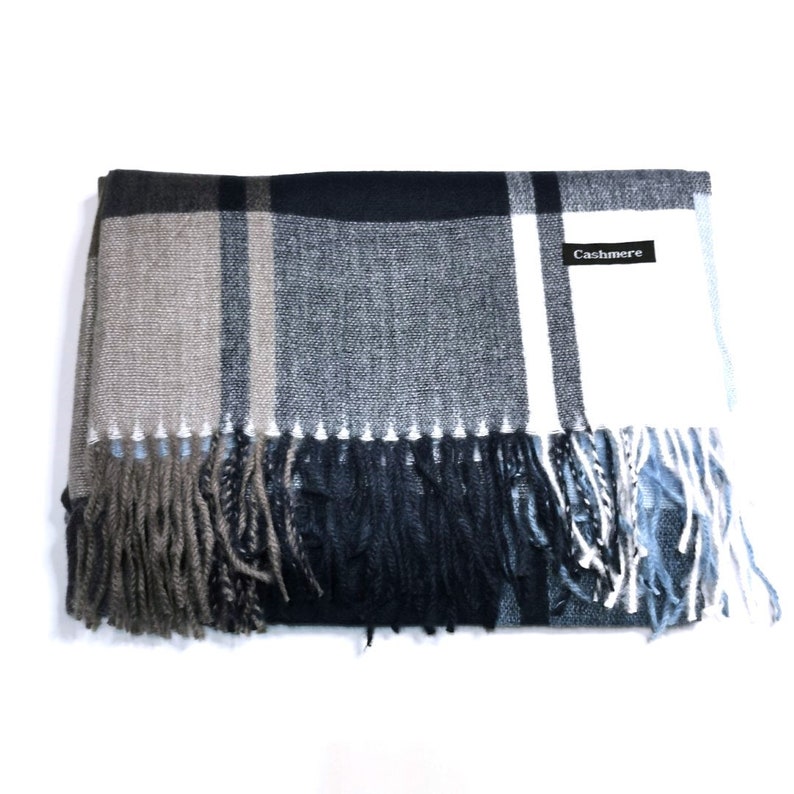 Plaid Cashmere Scarf. Women's Winter Scarf, Cashmere Fabric Scarves, Birthday Gift. Pastel