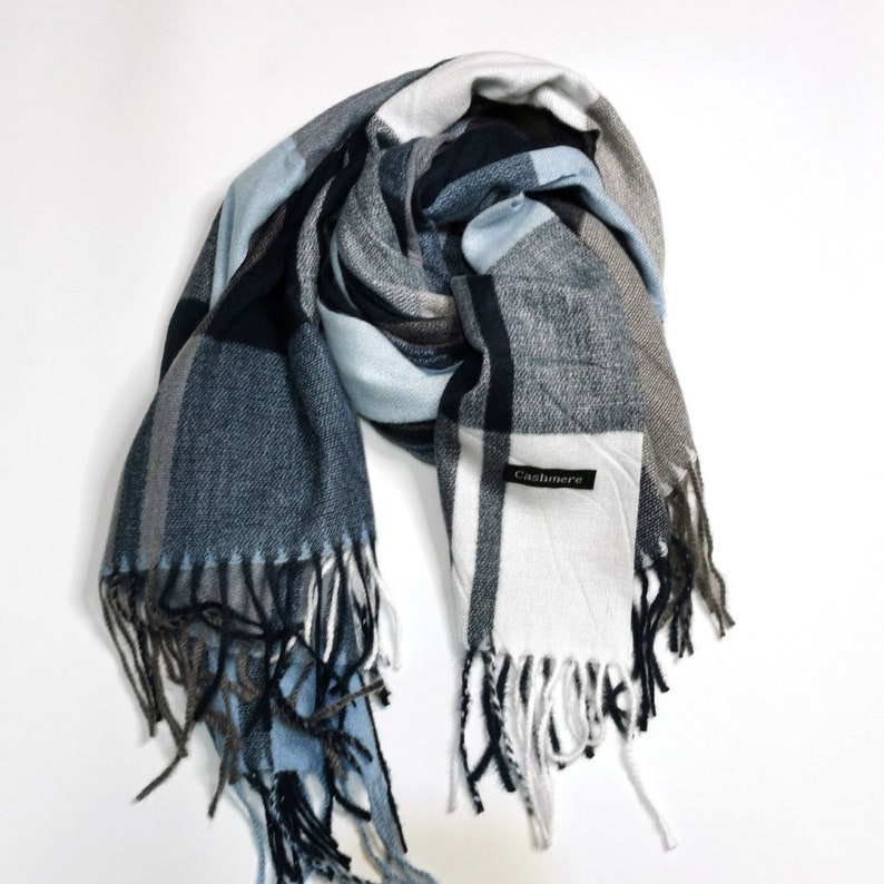 Plaid Cashmere Scarf. Women's Winter Scarf, Cashmere Fabric Scarves, Birthday Gift. Pastel