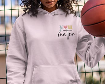 Versterkende boodschap hoodie, uniseks zware mix sweater, motiverend cadeau, inspirerende kleding, gezellige vrijetijdskleding, herinnering aan zelfliefde
