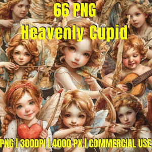 Cupidon Clipart, Clipart Angle, Saint Valentin, anges de Noël, 66 PNG, téléchargement numérique, usage commercial gratuit