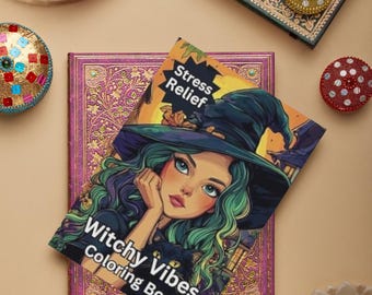 Witchy Vibes Coloring Book 8.5 x 11, Stress Relief Activity, 50 Coloring Pages