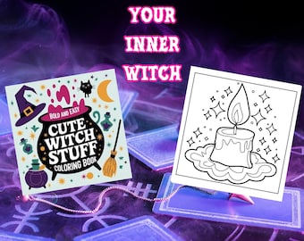 Bold And Easy Cute Witch Stuff Coloring Book, 50 Halloween Designs, 8.5 x 8.5
