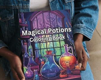 Magical Potions Coloring Book, 50 Apothecary Designs, 8.5 x 11