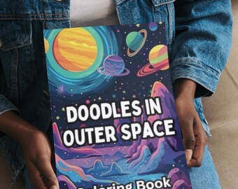 Doodles In Outer Space Coloring Book, 50 Outer Space Designs, 8.5 x 11