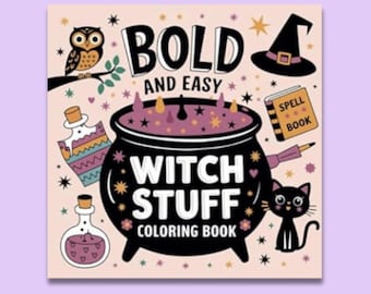 Bold And Easy Witch Stuff Coloring Book 8.5 x 8.5, Stress Relief activity, 50 coloring Pages, Halloween Coloring Book