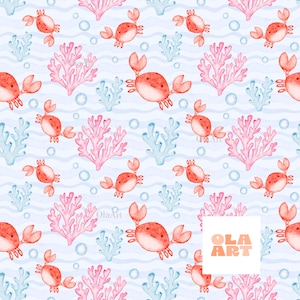 Seamless Watercolor Underwater Pattern | Children's Textiles Digital Download