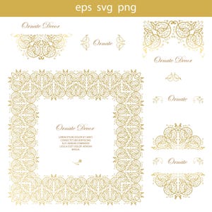 Clip art ornemental de style oriental. Décor exquis pour invitations, cartes de vœux, certificats, messages de remerciement. Téléchargement instantané