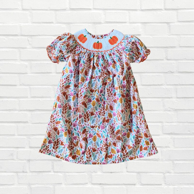 Smocked Flowers Pink Bishop Dress