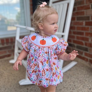 Floral Pumpkin Smocked Bubble